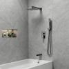 imageSR SUN RISE 12 Inches All Metal Square Shower System with Tub Spout Tub Shower Faucet Set High Pressure Rain Shower Head and Handheld Sprayer Combo Shower Fixtues Valve Included Brushed NickelMatte Black