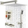 imageSR SUN RISE 12 Inches All Metal Square Shower System with Tub Spout Tub Shower Faucet Set High Pressure Rain Shower Head and Handheld Sprayer Combo Shower Fixtues Valve Included Brushed NickelBrushed Nickel