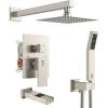 imageSR SUN RISE 12 Inches All Metal Square Shower System with Tub Spout Tub Shower Faucet Set High Pressure Rain Shower Head and Handheld Sprayer Combo Shower Fixtues Valve Included Brushed NickelBrushed Nickel