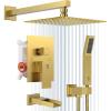 imageSR SUN RISE 12 Inches All Metal Square Shower System with Tub Spout Tub Shower Faucet Set High Pressure Rain Shower Head and Handheld Sprayer Combo Shower Fixtues Valve Included Brushed NickelBrushed Gold