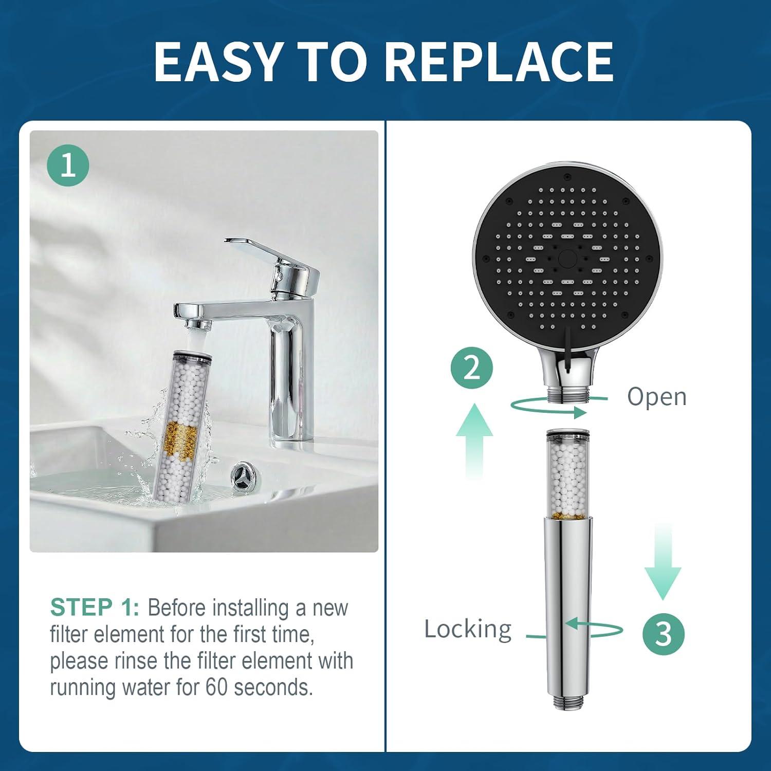 imageShower Filter Only for SR SUN RISE Handheld Shower Head 2Pack Replacement Filters for Hard Water NSF Certified 99 Chlorine Removal  Reduces Dry Itchy Skin